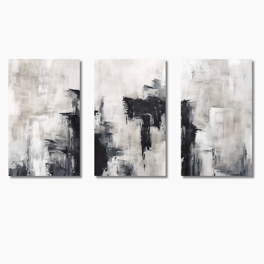 Abstract wall art featuring bold brushstrokes in neutral and contrasting tones — limited edition numbered fine art print.