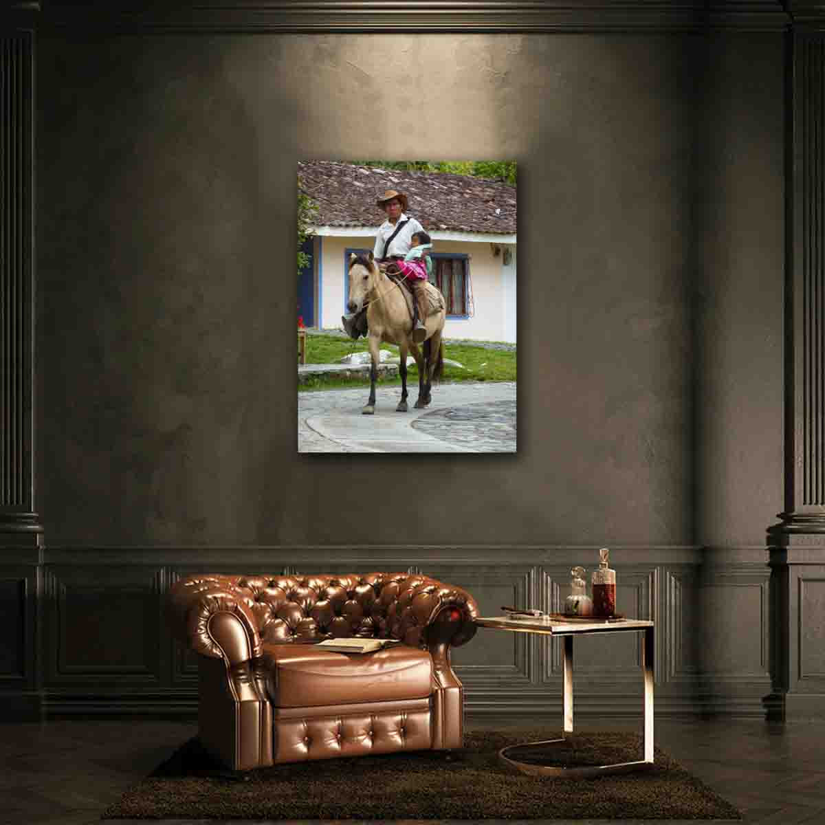 Generational Colombian photography print displayed in a minimalist interior as a cultural fine art wall piece.