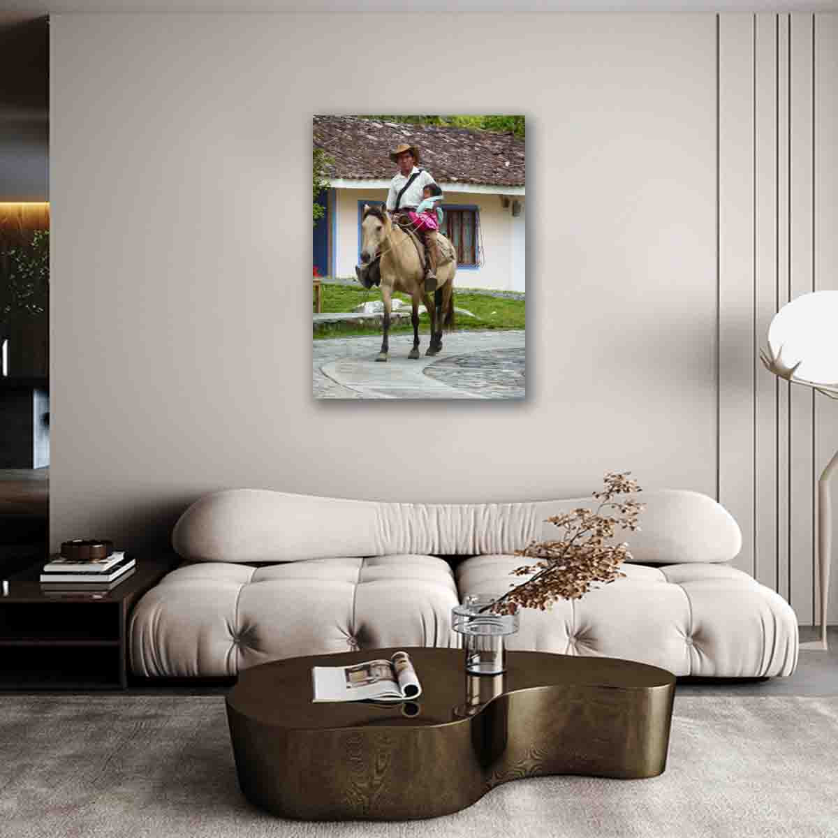 Generational Colombian photography print displayed in a minimalist interior as a cultural fine art wall piece.