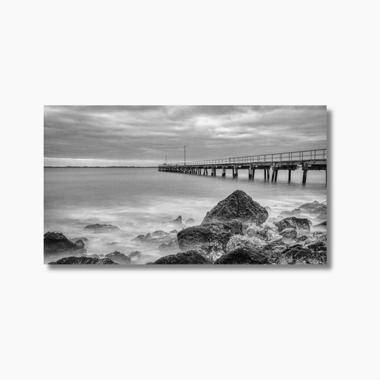 Black and white seascape of Robe, South Australia, captured by Dan Lewin — limited edition coastal fine art print.