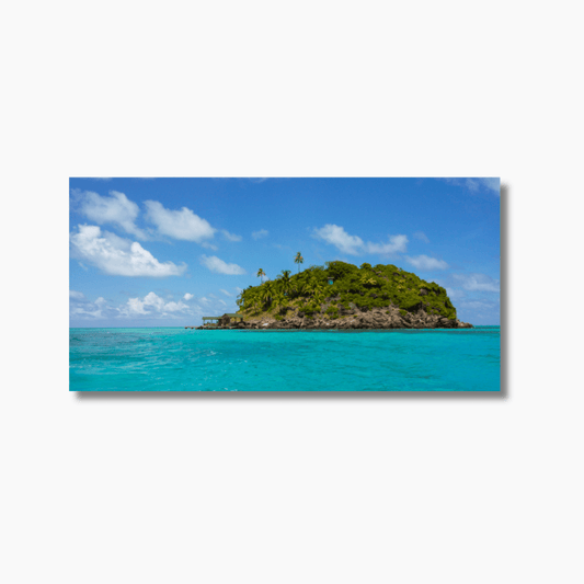 Ocean wall art print of Providencia, Colombia featuring calm turquoise waters, gentle tropical light, and untouched beach.