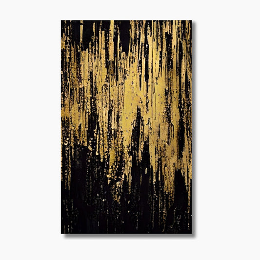 Gold abstract wall art with vertical brushstrokes over a neutral background — limited edition numbered fine art print.