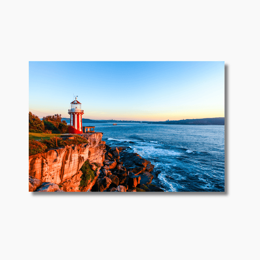 Watsons Bay lighthouse at dusk, photographed from the shoreline — limited edition fine art coastal wall print from Sydney.