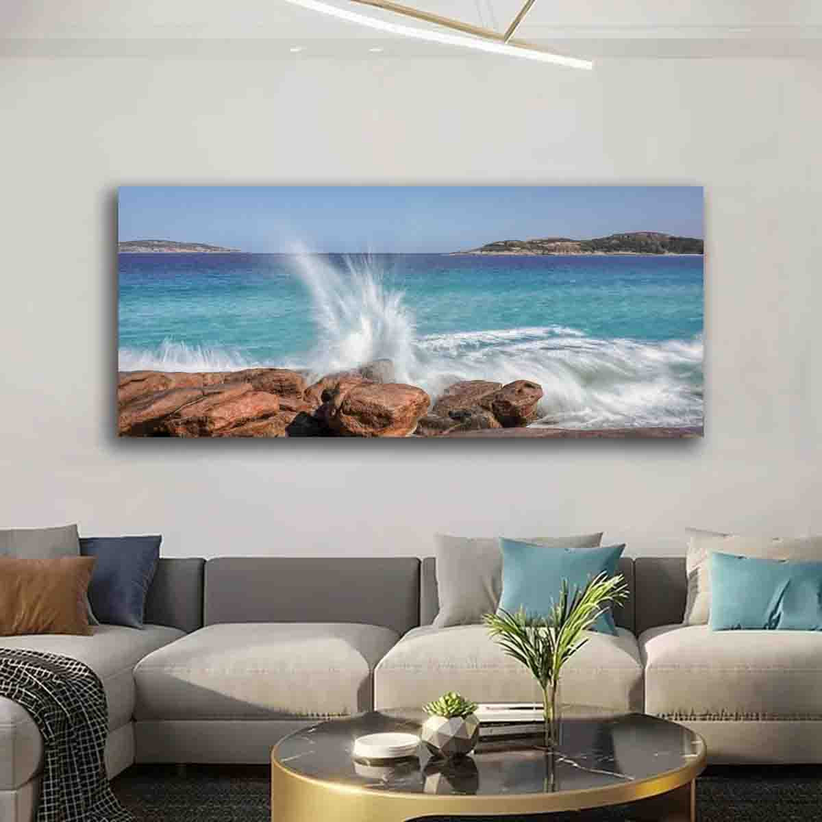 Esperance coastal landscape photograph by Dan Lewin displayed as limited edition fine art wall art in a serene, beach-inspired interior.