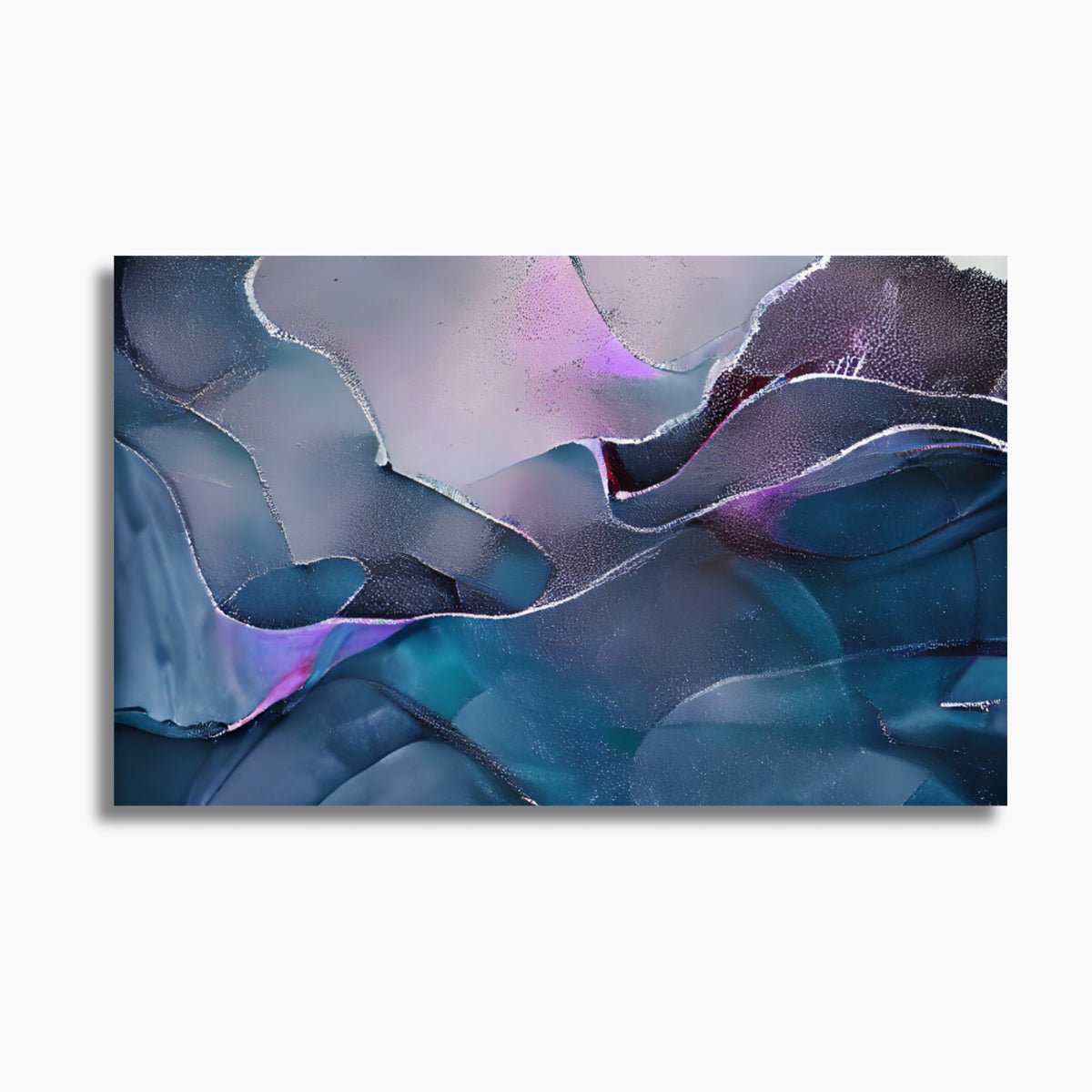 Limited edition abstract art print featuring rich purple and green tones in a balanced, contemporary composition.